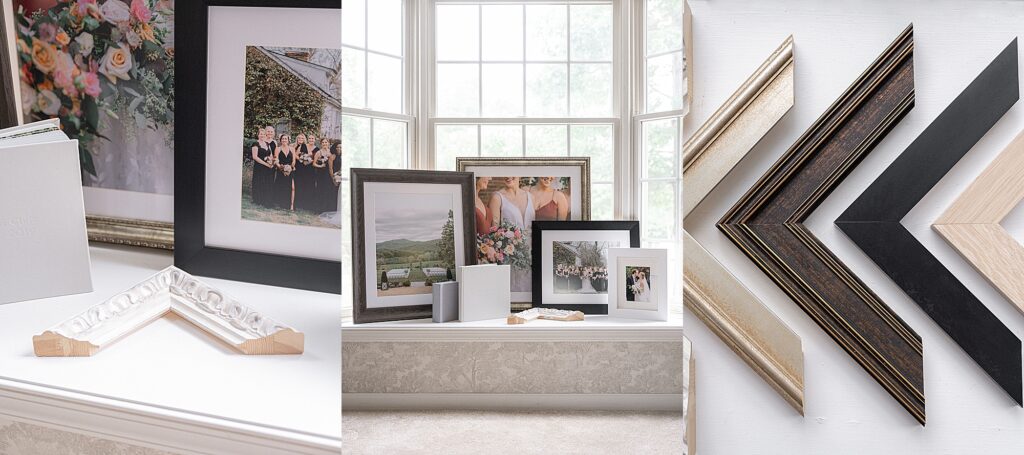 Studio examples of framing options for Charlottesville Photographer.